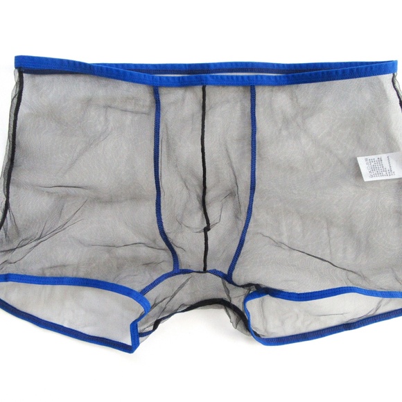 Black & Blue Mesh Boxer Brief - Picture 3 of 7